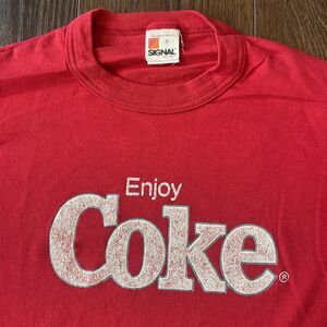Vintage 80s Coca Cola T-Shirt By Signal; Listed Mens L (fits small); 2x Sided